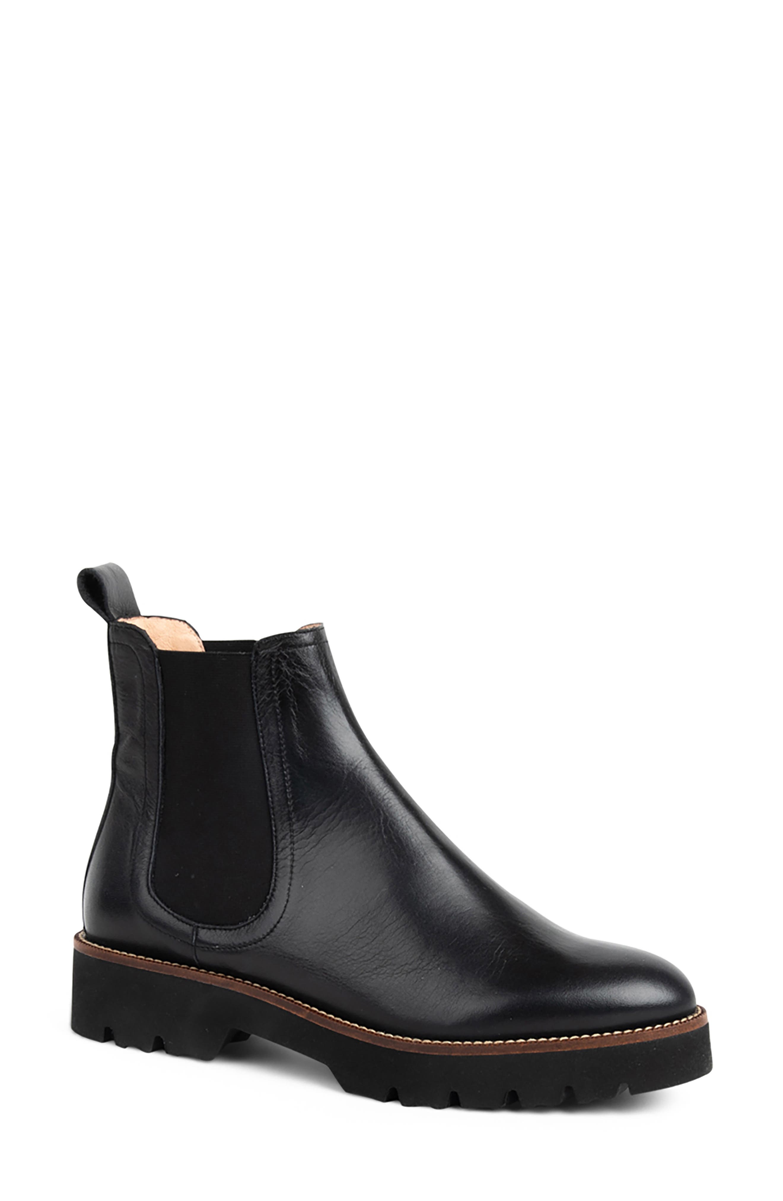 patricia green Lug Sole Chelsea Boot, Main, color, Black