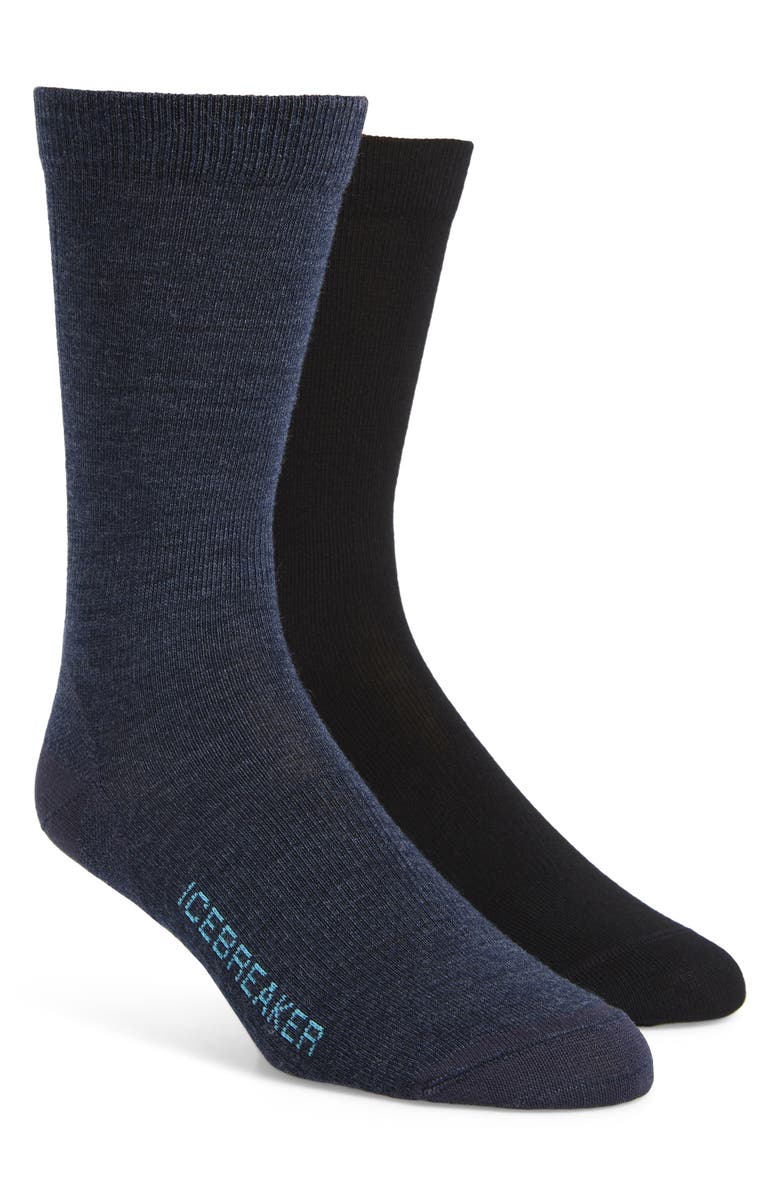 Icebreaker Lifestyle 2-Pack Merino Wool Blend Ultralight Crew Socks, Main, color, 