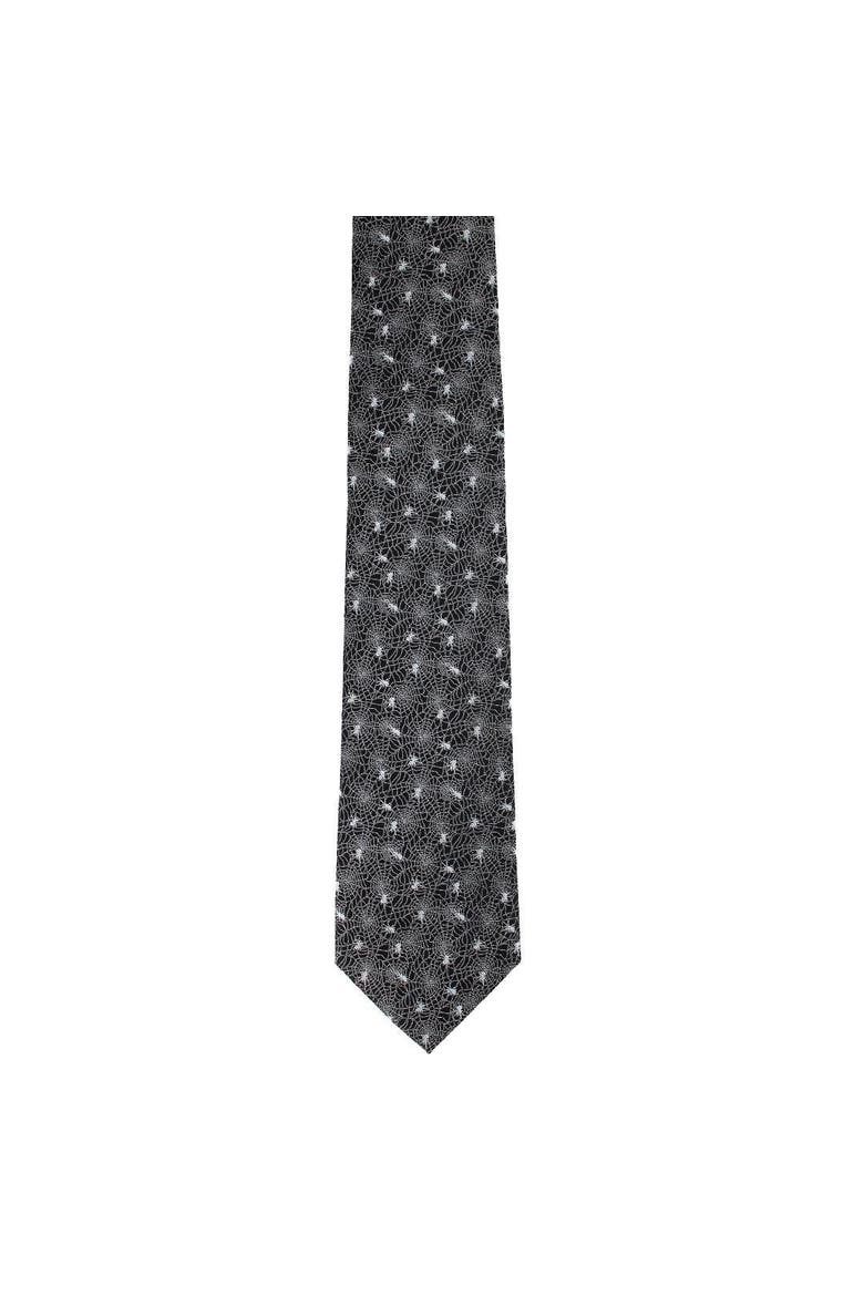 Venom Spider Web Motif Novelty Silk Necktie, Alternate, color, Black