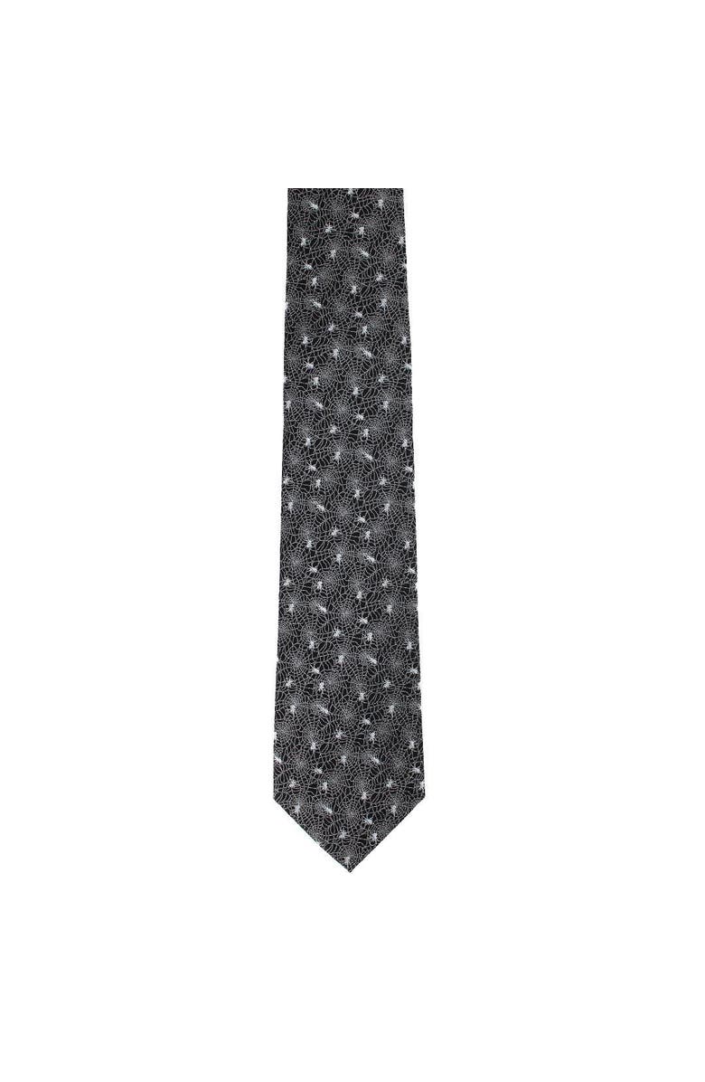 Trafalgar Venom Spider Web Motif Novelty Silk Necktie, Alternate, color, Black