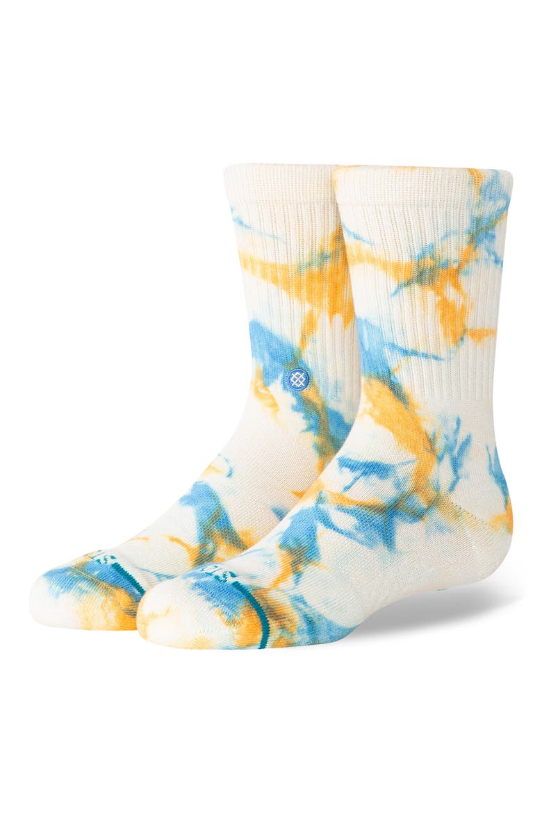 Kids' Spotty Tie Dye Crew Socks, Alternate, color, WHITE MULTI