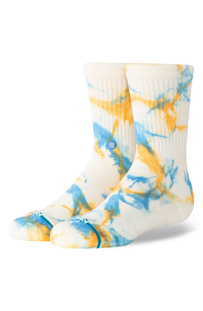 Stance Kids' Spotty Tie Dye Crew Socks, Alternate, color, White Multi
