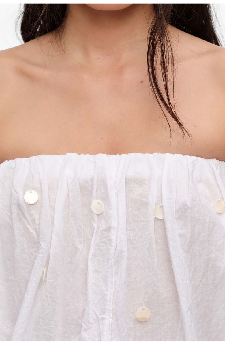 Bimba y Lola Ruched Strapless Top, Alternate, color, White