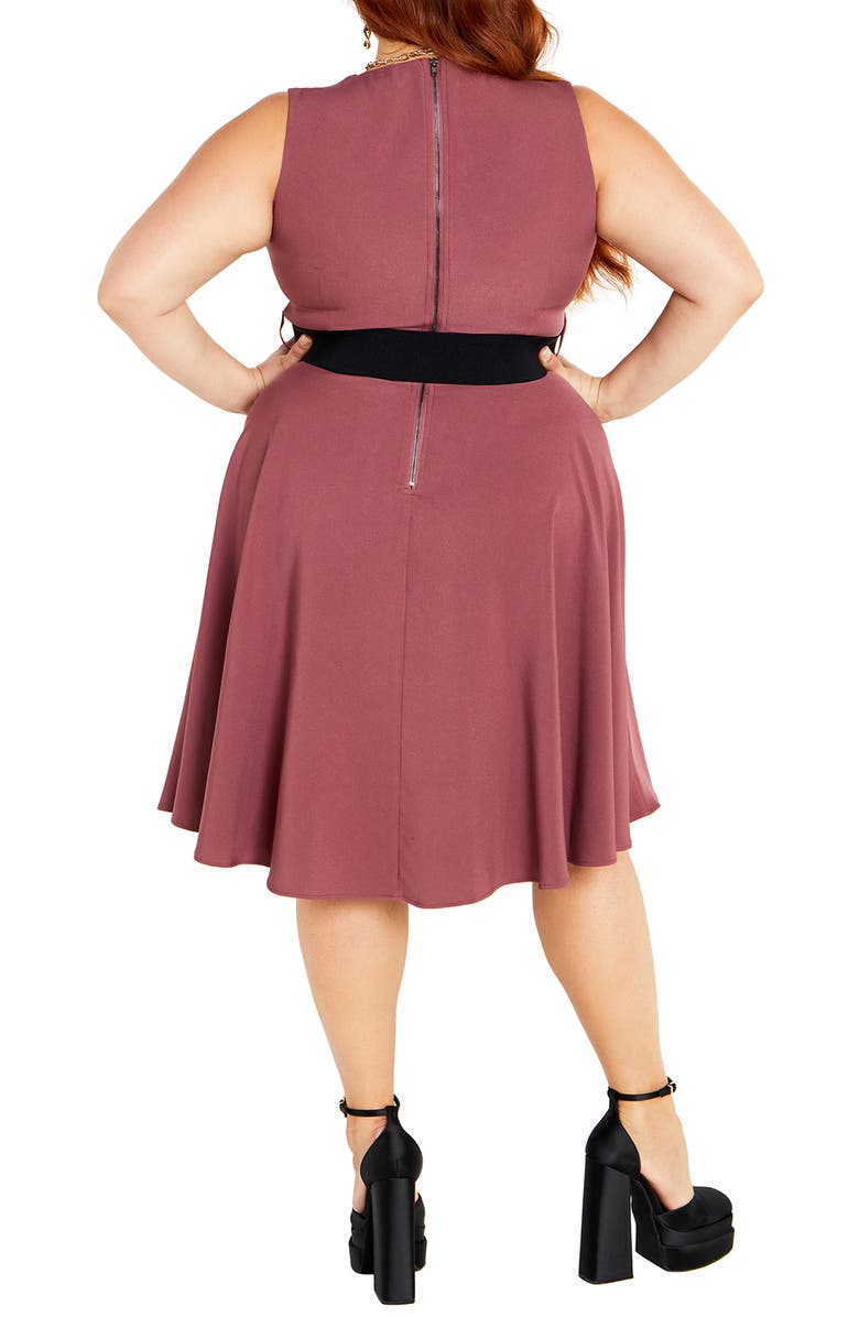 City Chic Veronica Belted Sleeveless A-Line Dress, Alternate, color, Amaretto