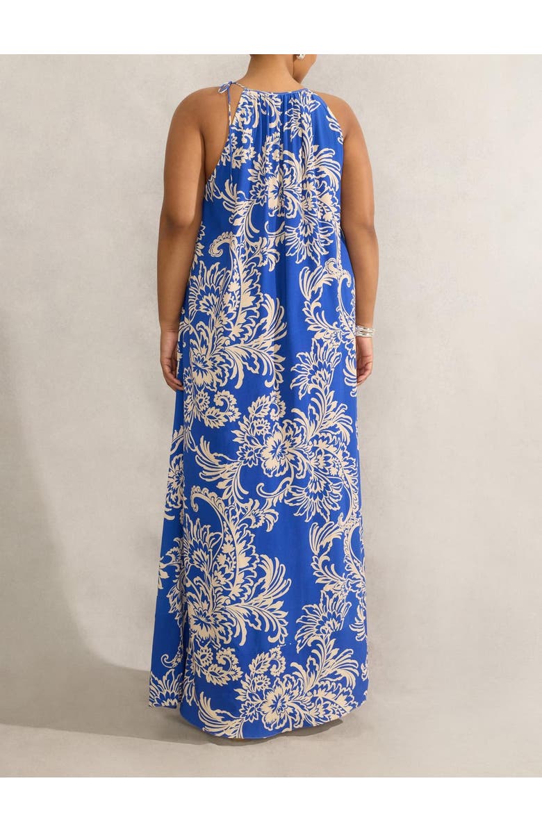 Live Unlimited Floral Print Halter Neck Maxi Dress, Alternate, color, Blue