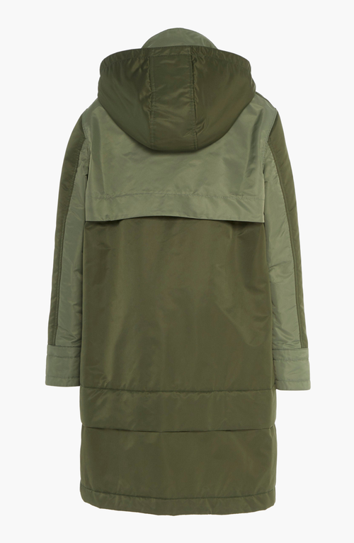 Caalo Sustainable Down Hooded Anorak In Olive Green