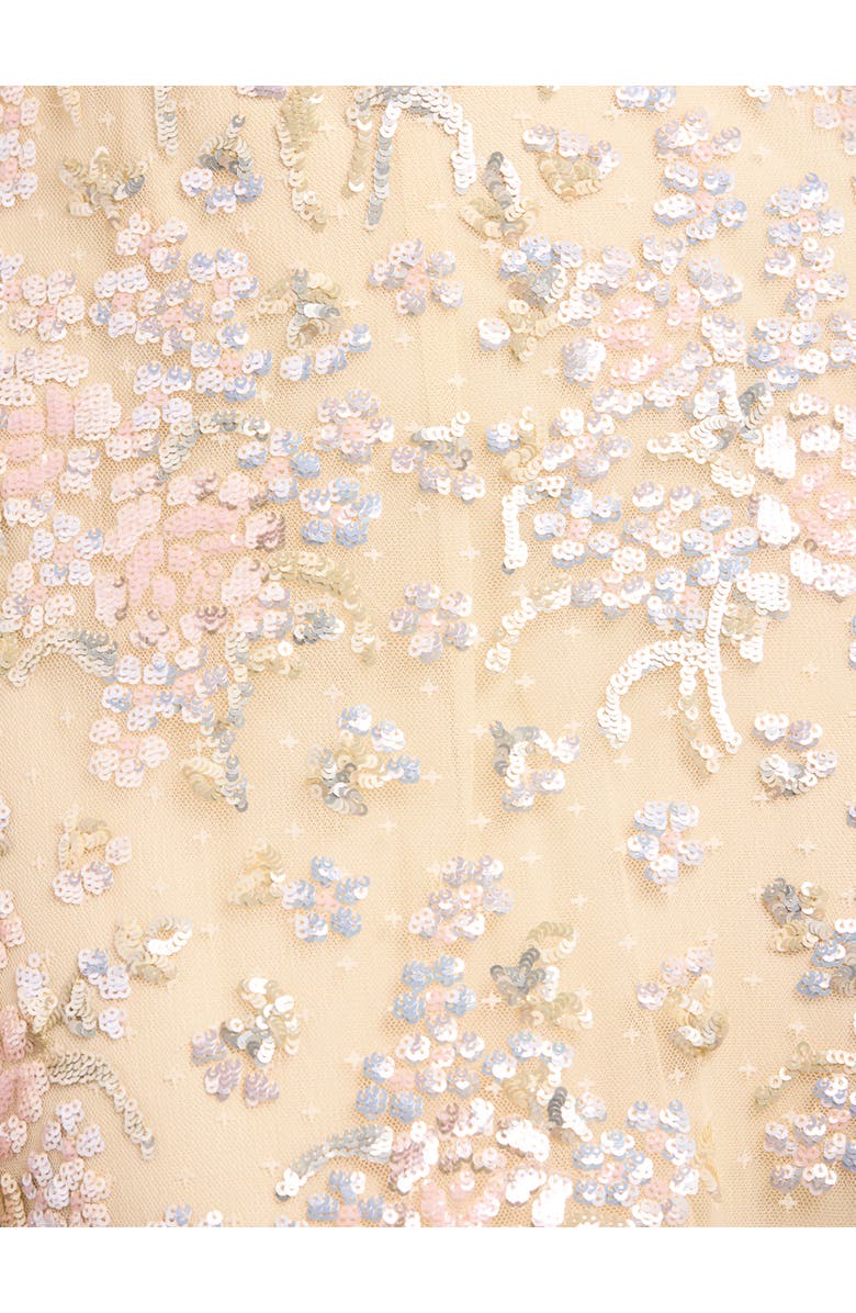 Needle & Thread Peony Bouquet Sequin V-Neck Cape Gown, Alternate, color, Lemon Sorbet/Multi