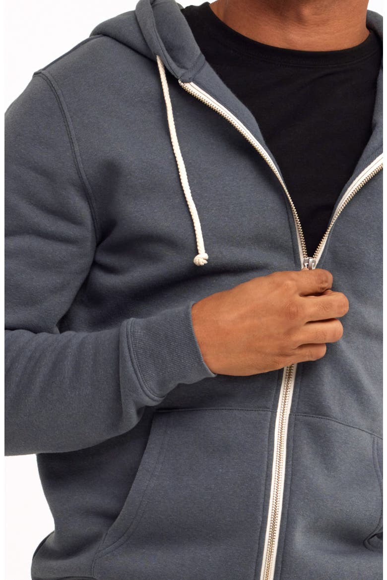 Trim Fit Heathered Fleece Zip Hoodie, Alternate, color, RAINDROP