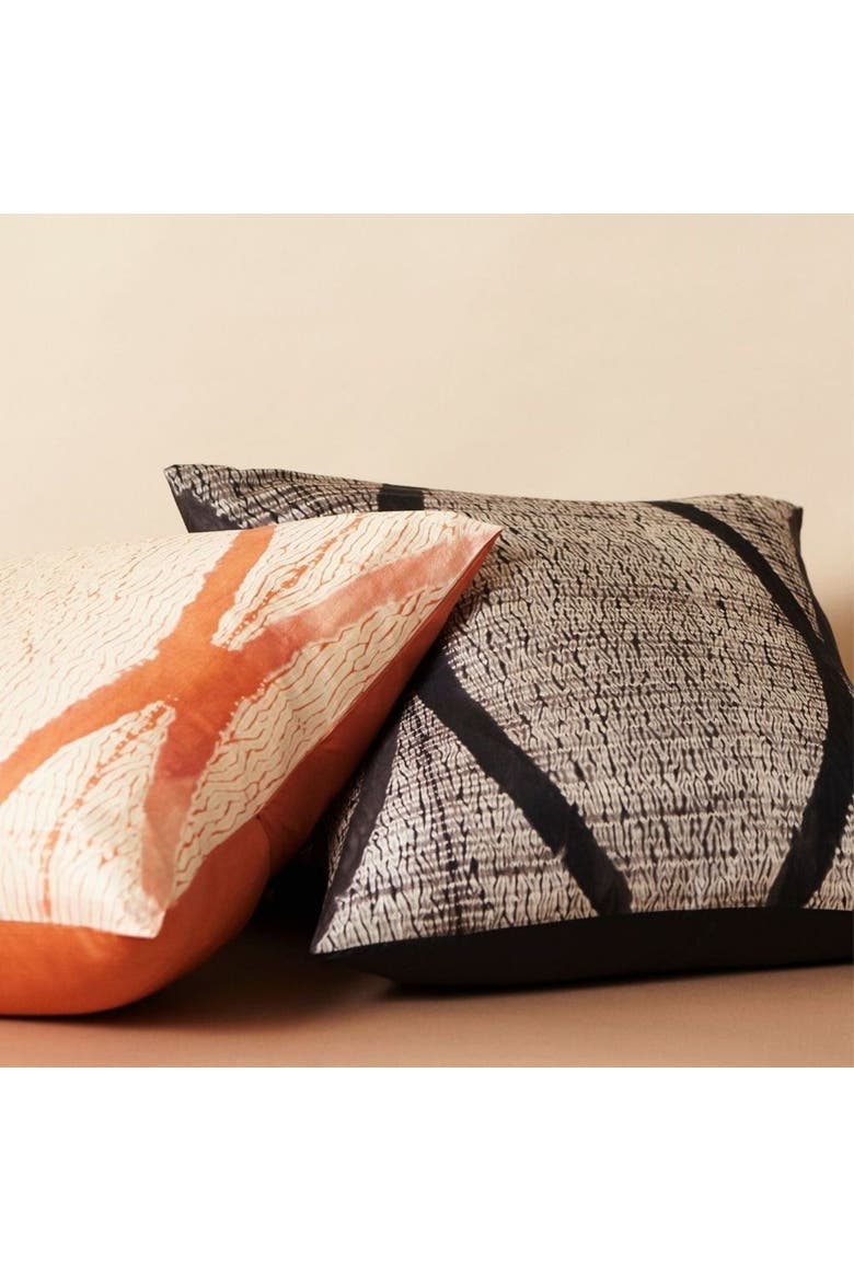 Arc Coral Hand Crafted Shibori Print Mulberry Silk Pillow, Alternate, color, Coral
