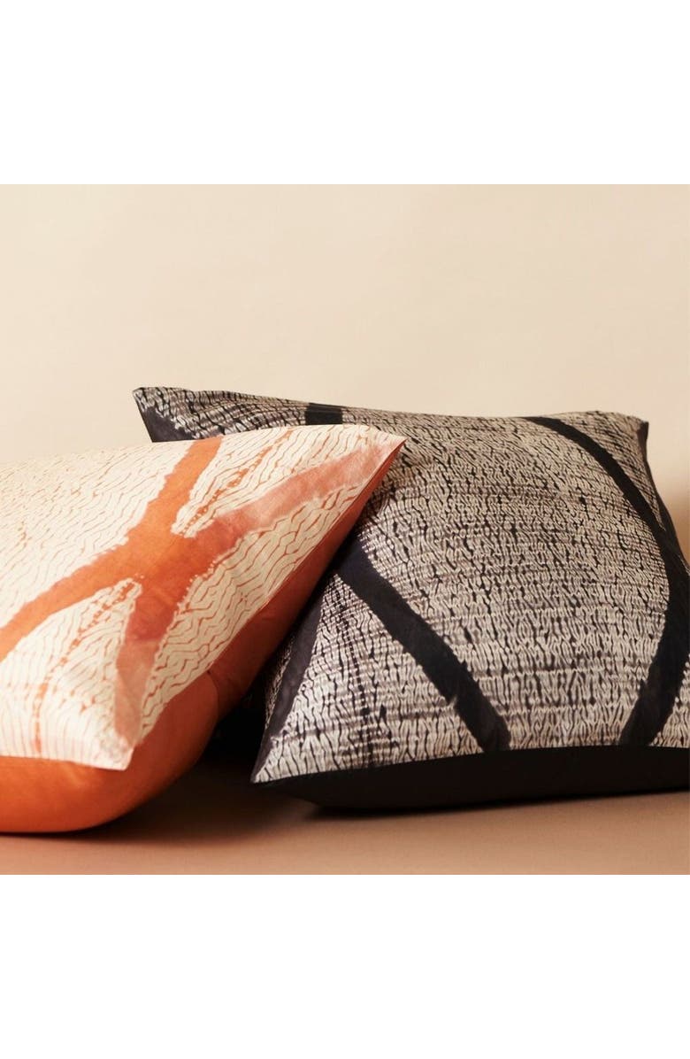 Studio Variously Arc Coral Hand Crafted Shibori Print Mulberry Silk Pillow, Alternate, color, Coral