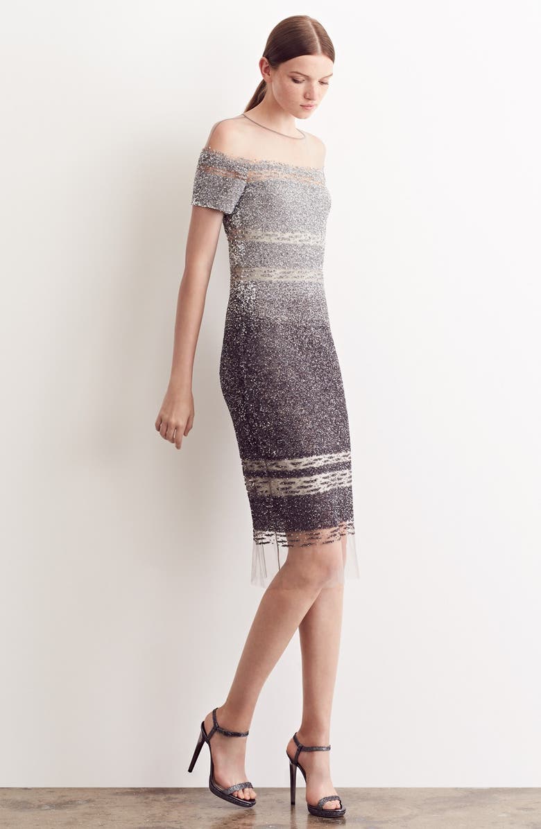 Pamella Roland Signature Sequin Cap Sleeve Cocktail Dress, Alternate, color,