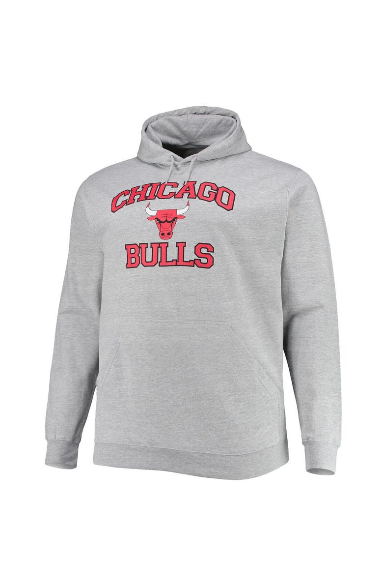 PROFILE Men's Heathered Gray Chicago Bulls Big & Tall Heart & Soul Pullover Hoodie, Alternate, color, Heather Gray