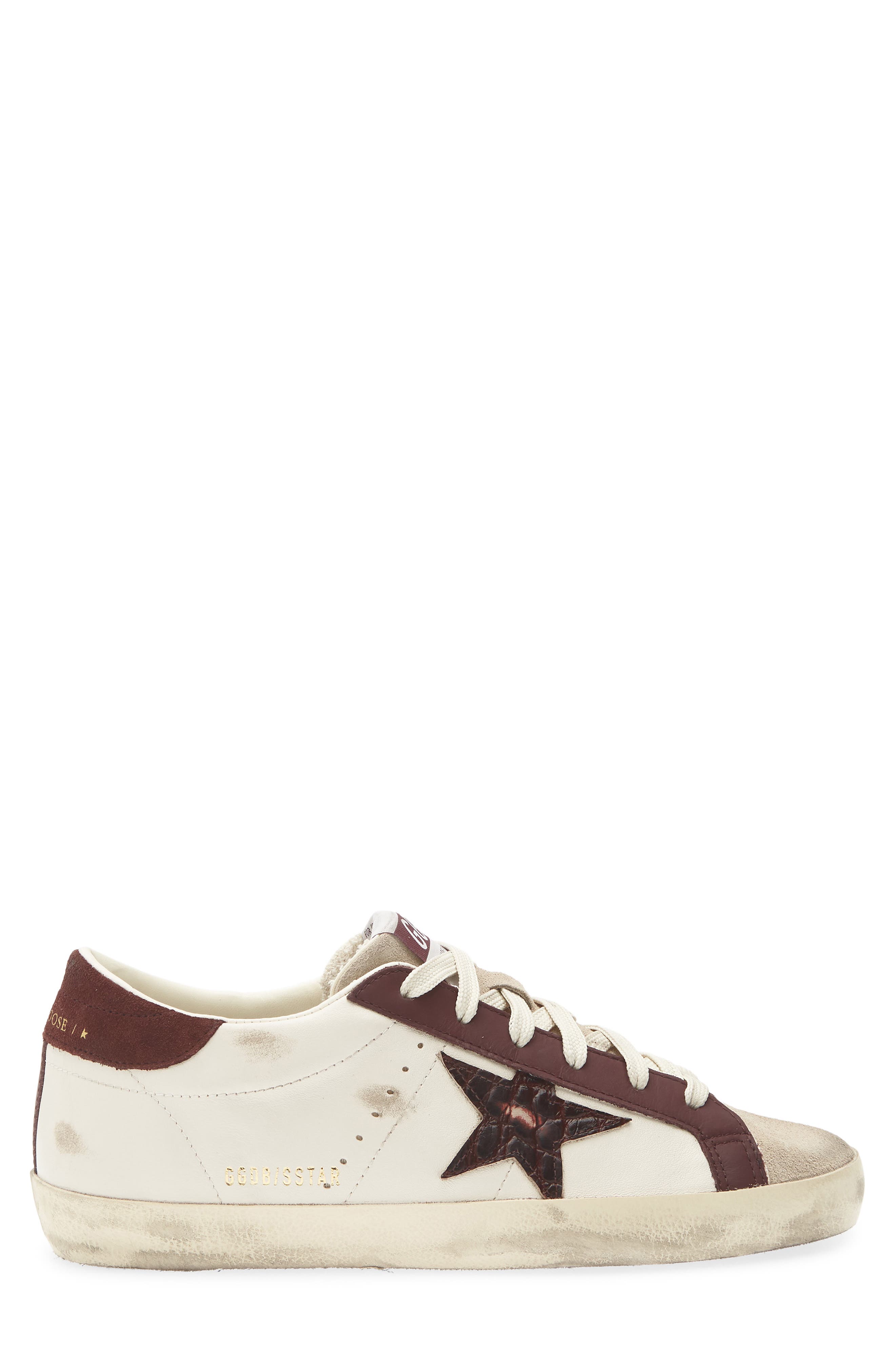 Super-Star Low Top Sneaker, Alternate, color, BUTTER/ BEIGE/ BURGUNDY