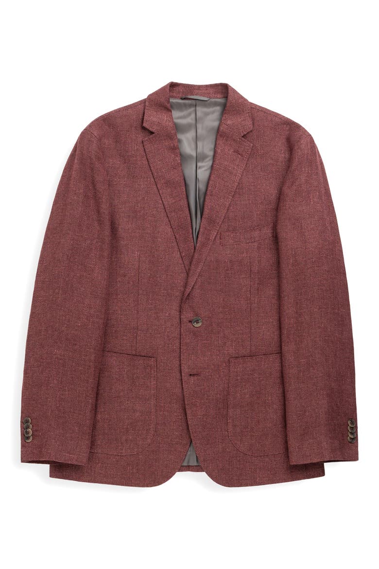 The Cascades Slub Linen & Wool Sport Coat, Alternate, color, OXBLOOD