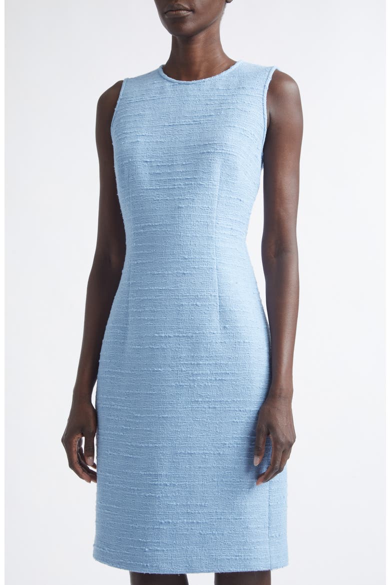 Harpson Slubbed Cotton Blend Tweed Sheath Dress, Alternate, color, BLUE OASIS