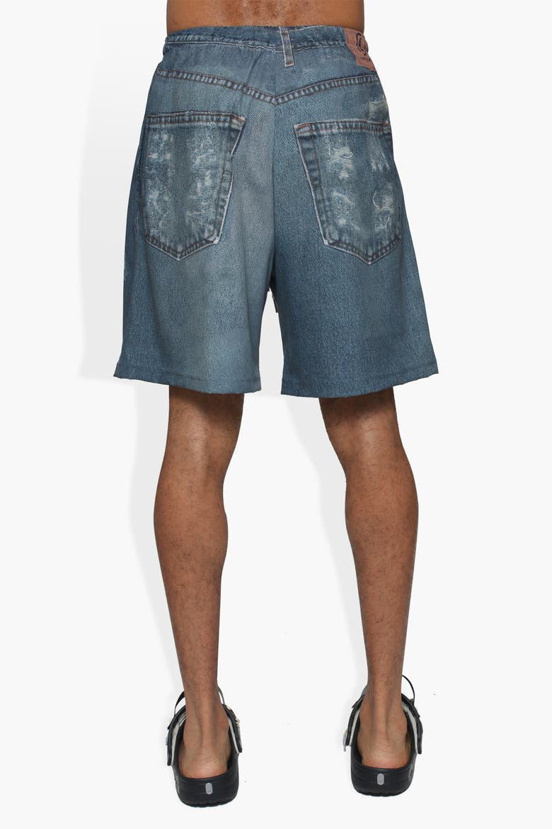 Dumb Printed Denim Short, Alternate, color, Denim