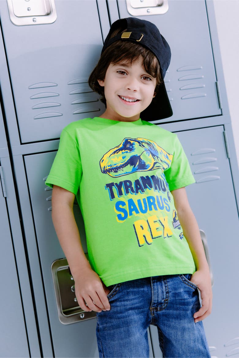 Jurassic Park T-Rex 4-Pack Short Sleeve T-Shirts, Alternate, color, Navy Green Aqua Red