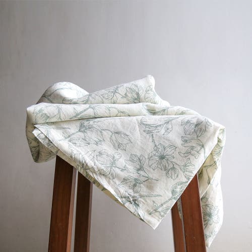 Cg Hunter Grey And Green Lilies Linen Tablecloth