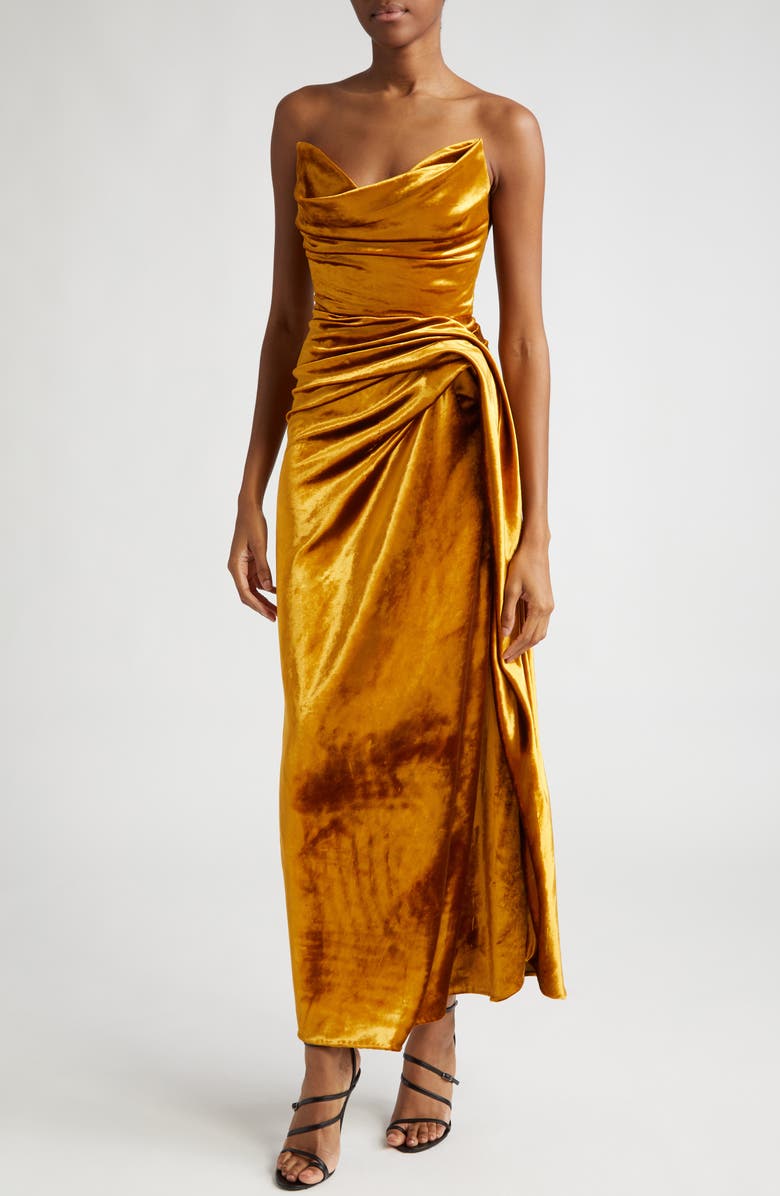 Jason Wu Collection Strapless Shiny Velvet Gown, Alternate, color, 