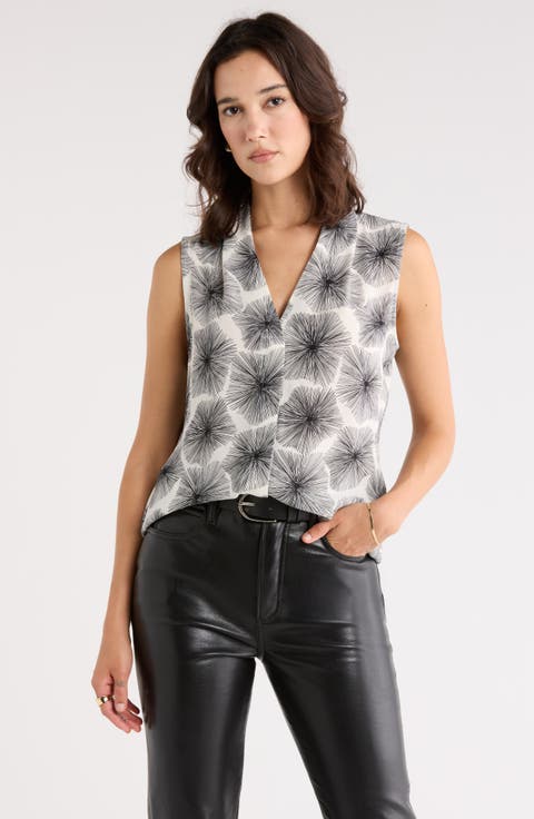 V-Neck Sleeveless Woven Shell Top