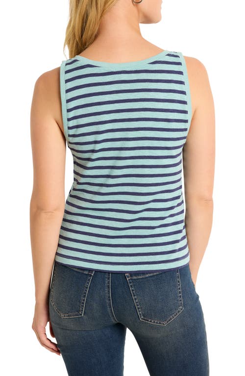 Nzt By Nic+zoe Striped Boat Neck Tank Top In Aqua Multi