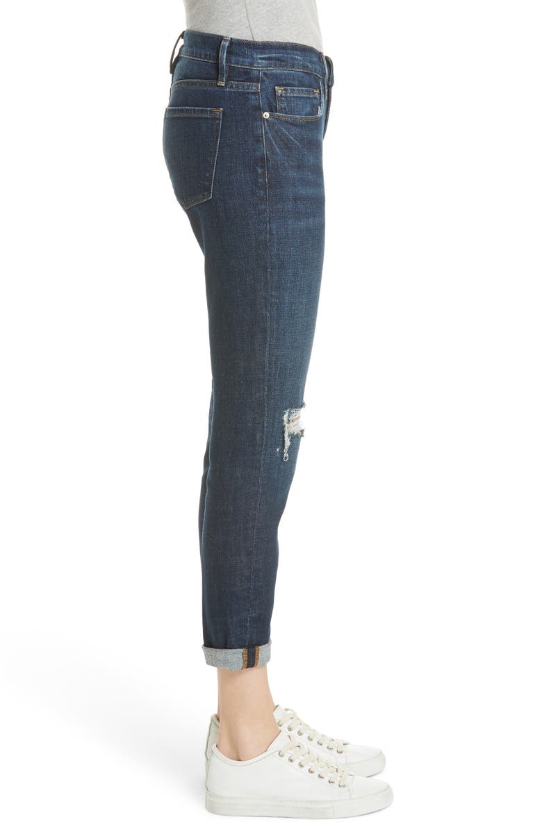 FRAME Le Garcon Ripped Ankle Slim Boyfriend Jeans, Alternate, color, 