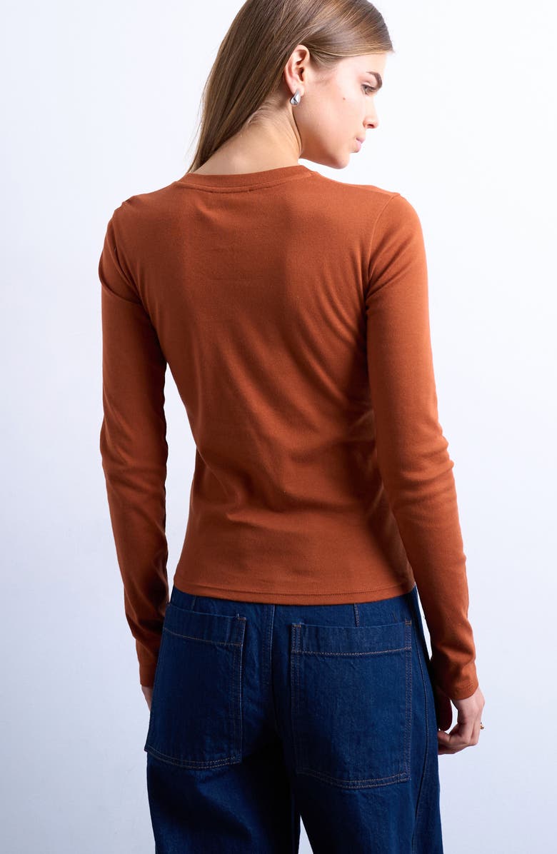 Topshop Everyday Long Sleeve T-Shirt, Alternate, color, Rust