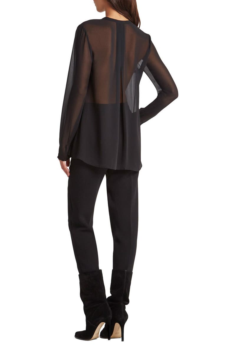 BCBGeneration Box Pleat Chiffon Blouse, Alternate, color, BLACK