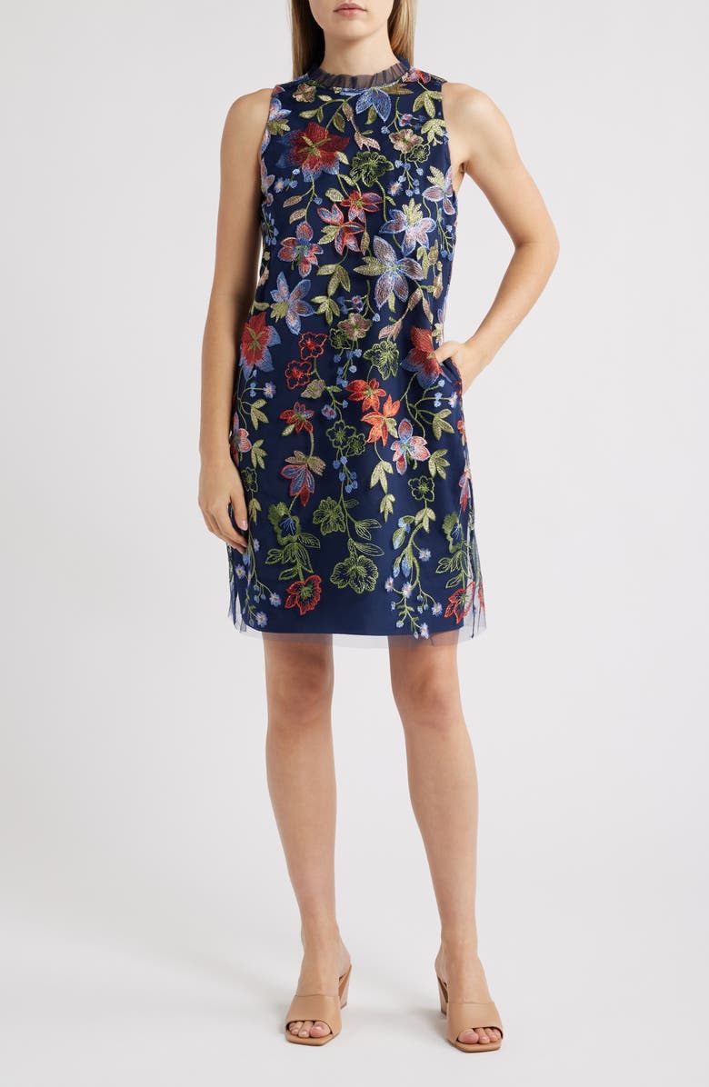 Anne Klein Embroidered Sleeveless Dress, Main, color, 