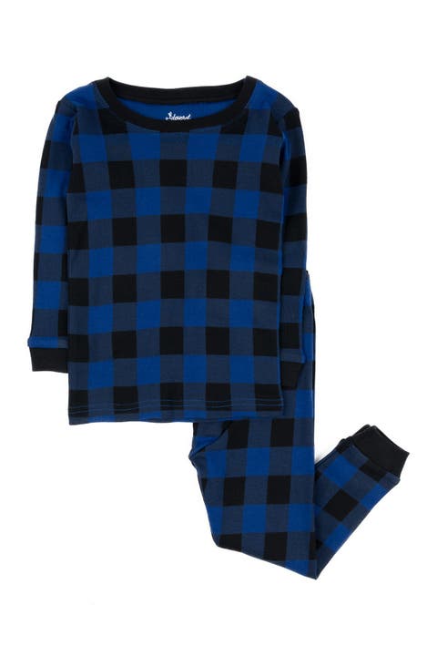 Kids Two-Piece Cotton Matching Family Holiday Pajamas, Christmas Plaid