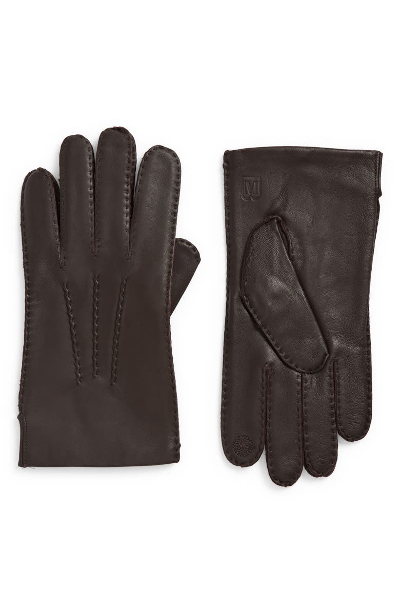 Bruno Magli Cashmere Lined Leather Touchscreen Gloves, Main, color, Brown