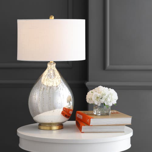 Jonathan Y Sasha 30.75" Glass/metal Led Table Lamp In Mercury Silver