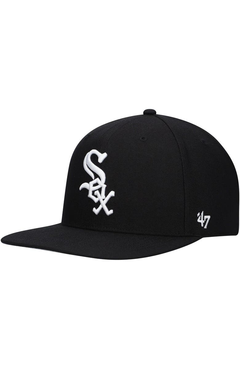 '47 Men's '47 Chicago White Sox Black on Black Sure Shot Captain Snapback Hat, Alternate, color,