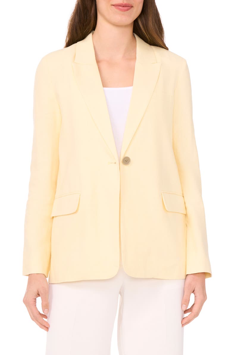 Halogen<sup>®</sup> One-Button Linen Blend Blazer, Main, color, Lemon Butter