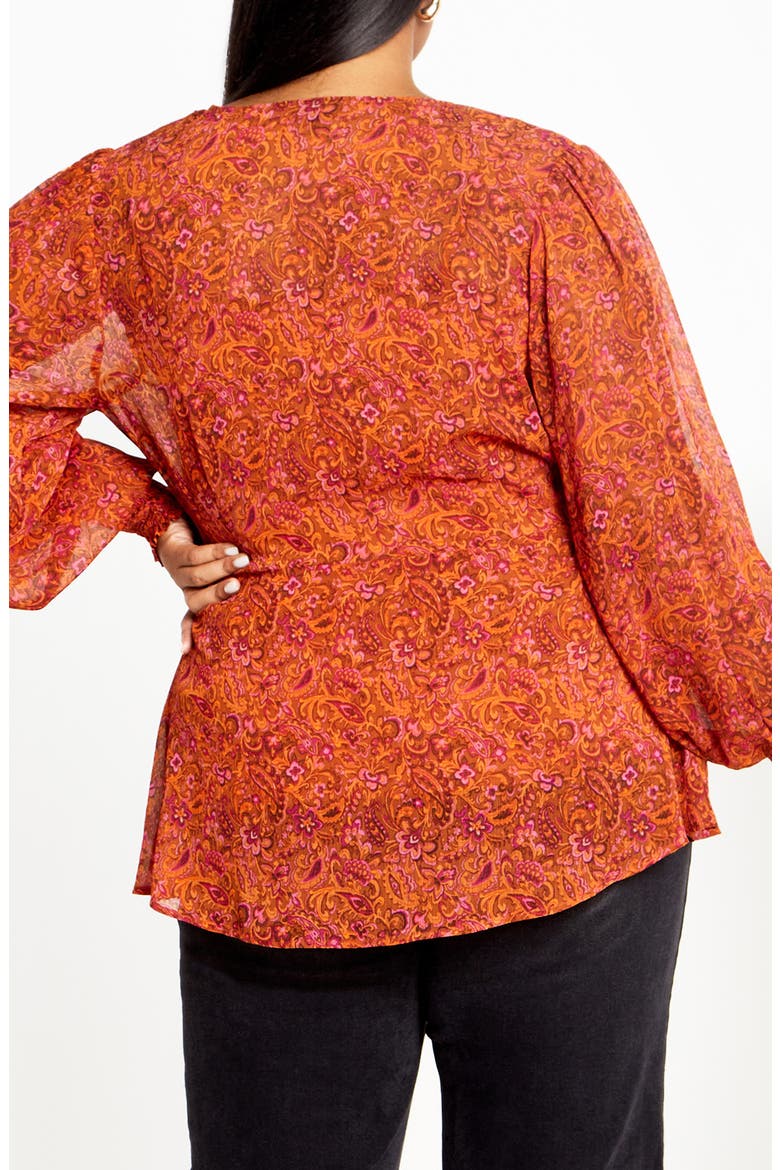 Iyla Print Wrap Front Top, Alternate, color, PAISLEY