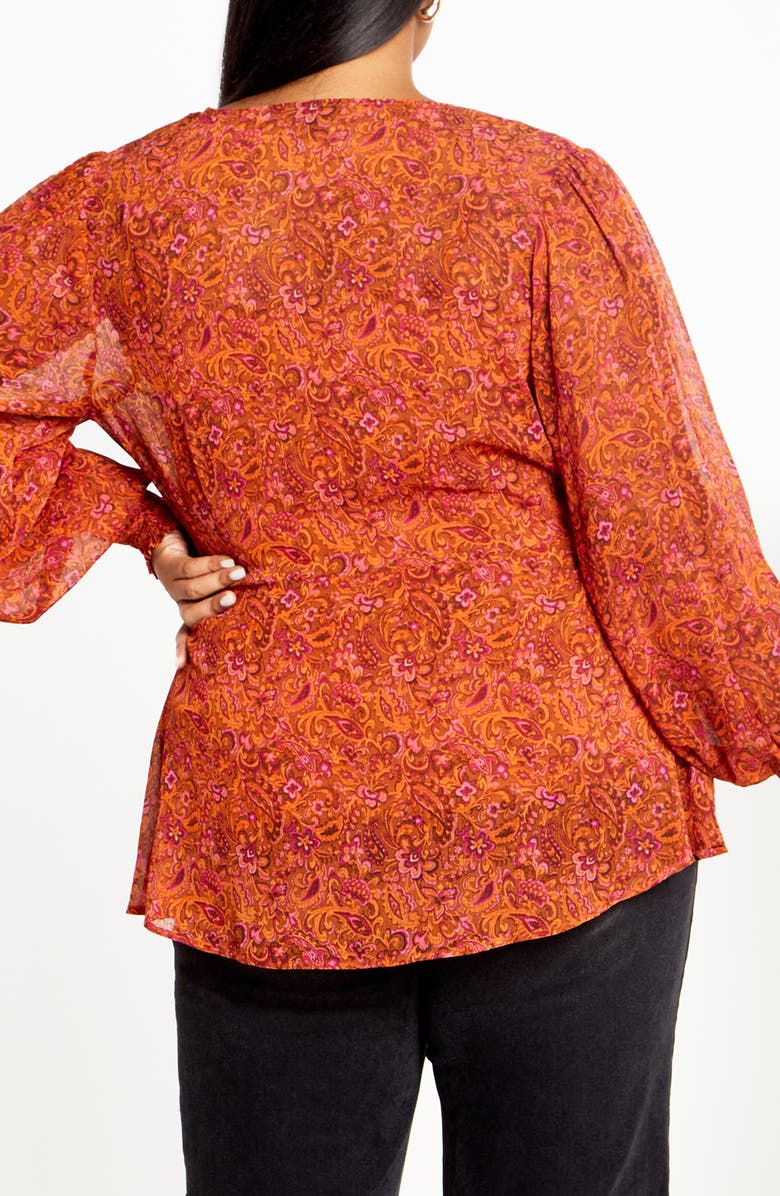 City Chic Iyla Print Wrap Front Top, Alternate, color, Paisley