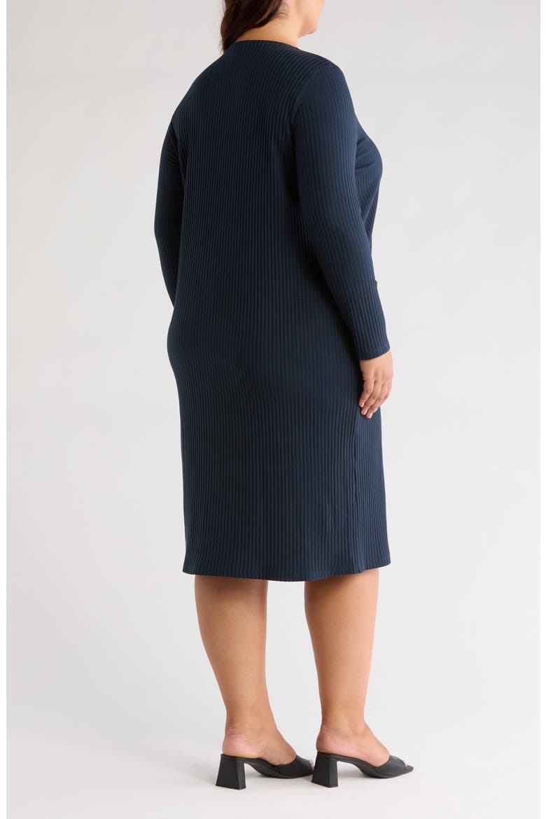 Long Sleeve Rib Dress, Alternate, color, DEEP ADRIATIC