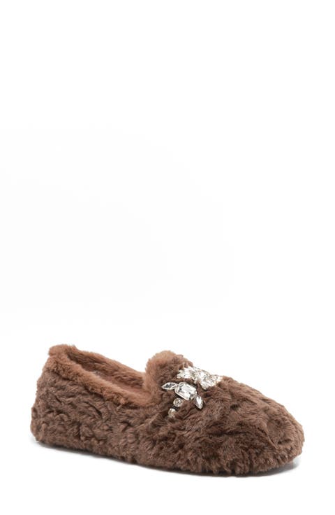 Slumber Party Faux Fur Loafer Slipper (Women)