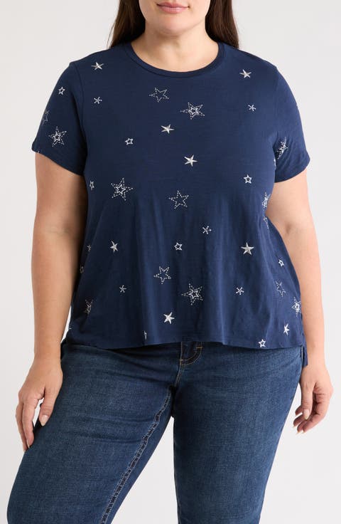 Embroidered Twist Cotton T-Shirt