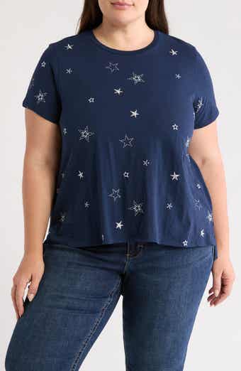 Lucky Brand Embroidered Twist Cotton T-Shirt
