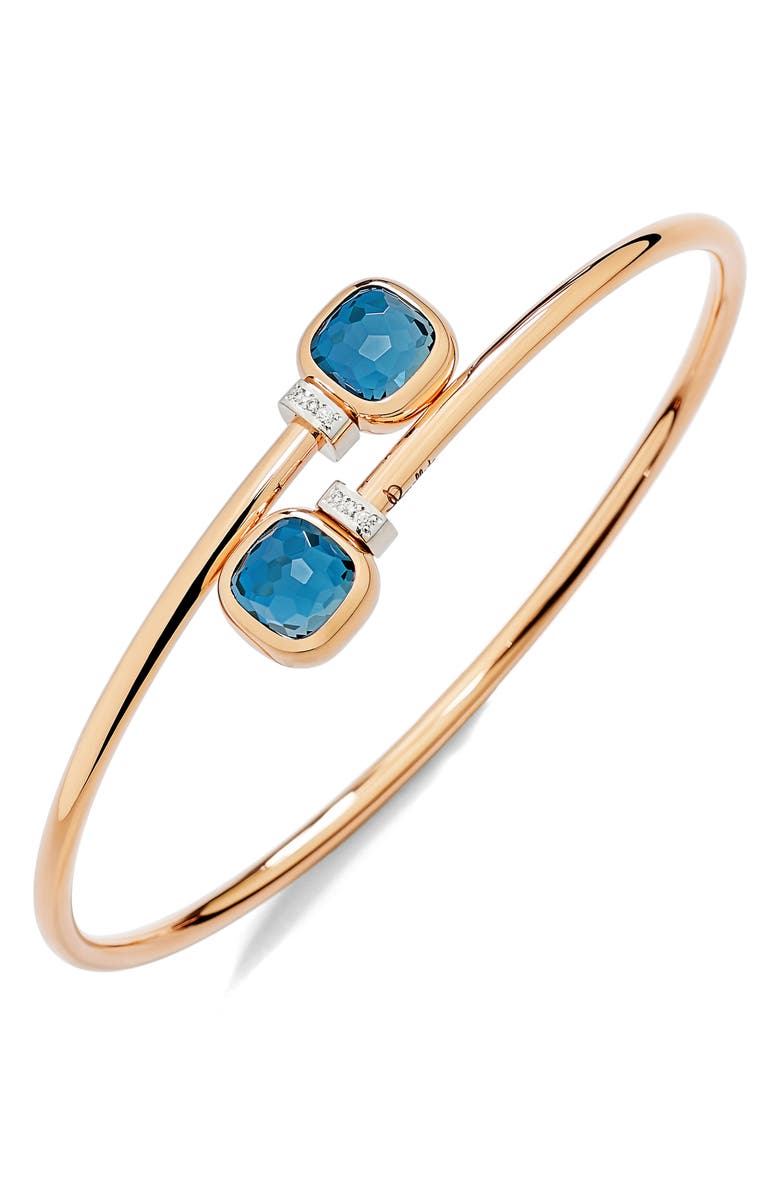 Pomellato Nudo London Blue Topaz & Diamond Bypass Bracelet, Alternate, color, London Blue Topaz
