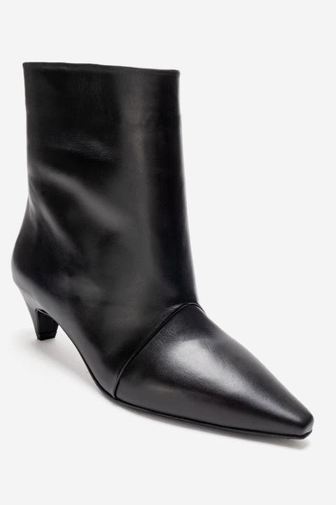 Amara Leather Kitten Heel Ankle Boot