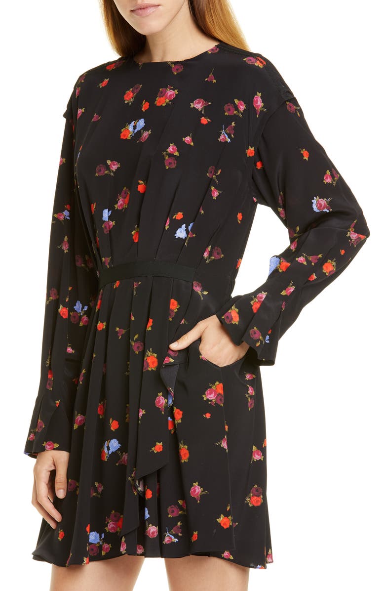 JASON WU GREY Jason Wu Floral Long Sleeve Silk Dress, Alternate, color, 
