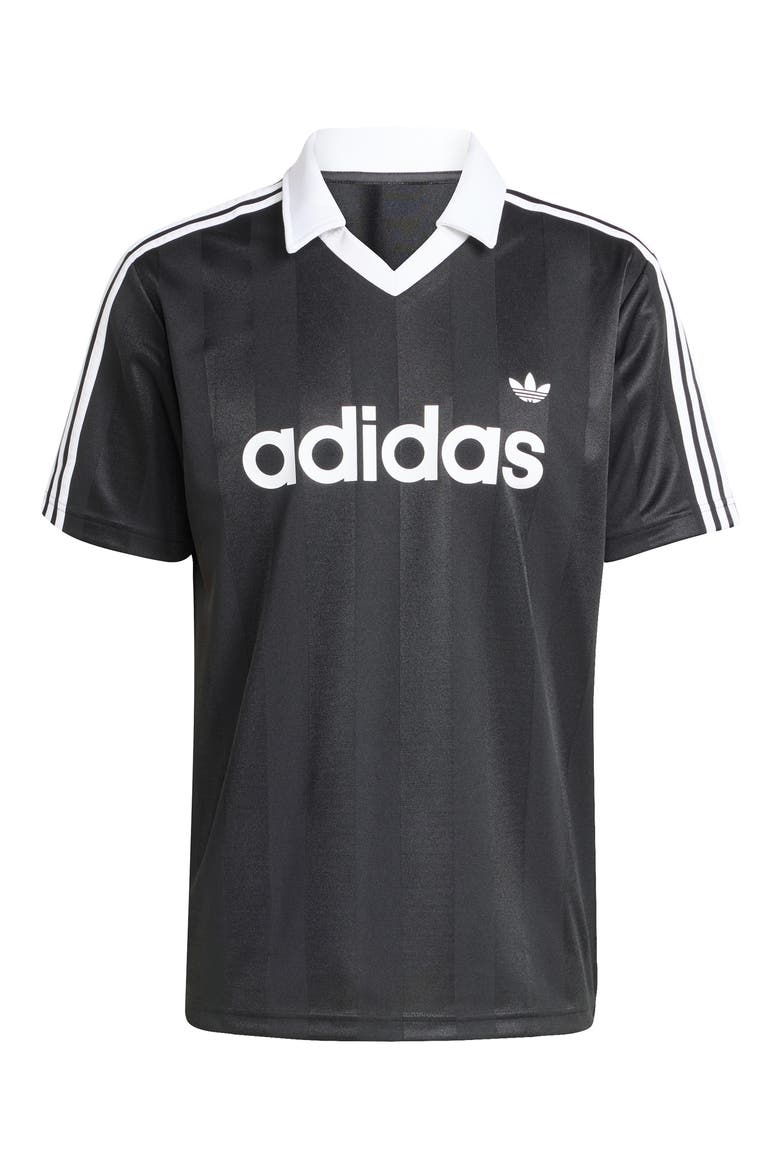 Short Sleeve Stripe Soccer Jersey, Alternate, color, BLACK
