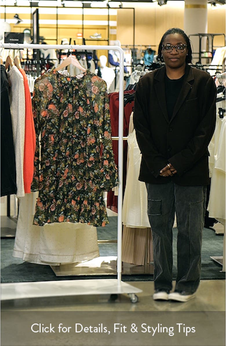 Sunniva Impressionist Floral Long Sleeve Tiered Shift Dress, sales video thumbnail