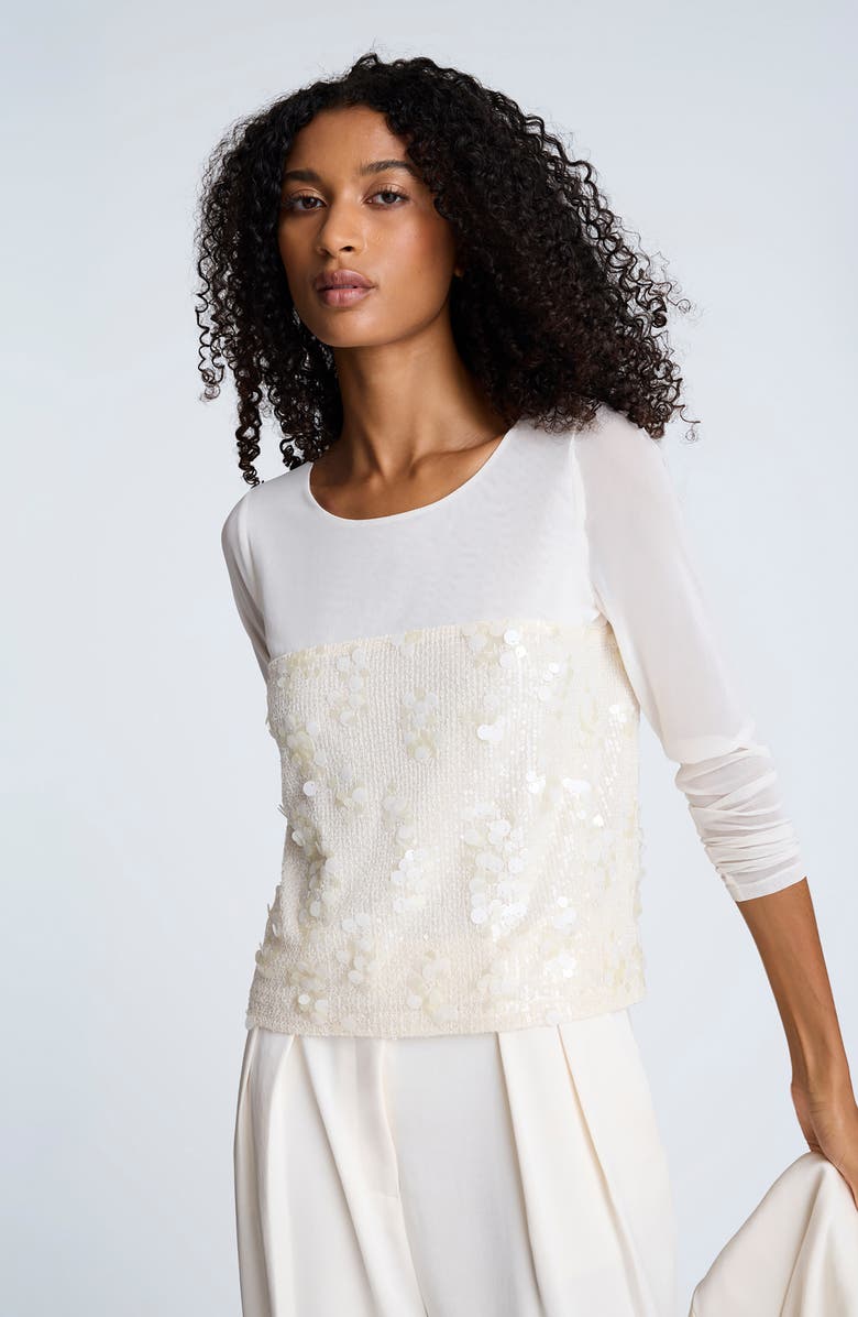 Kenneth Cole Sequin Knit Top, Alternate, color, Oyster