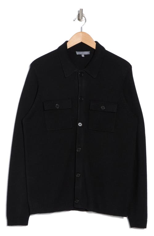 Amicale Knit Long Sleeve Button-up Shirt In Black