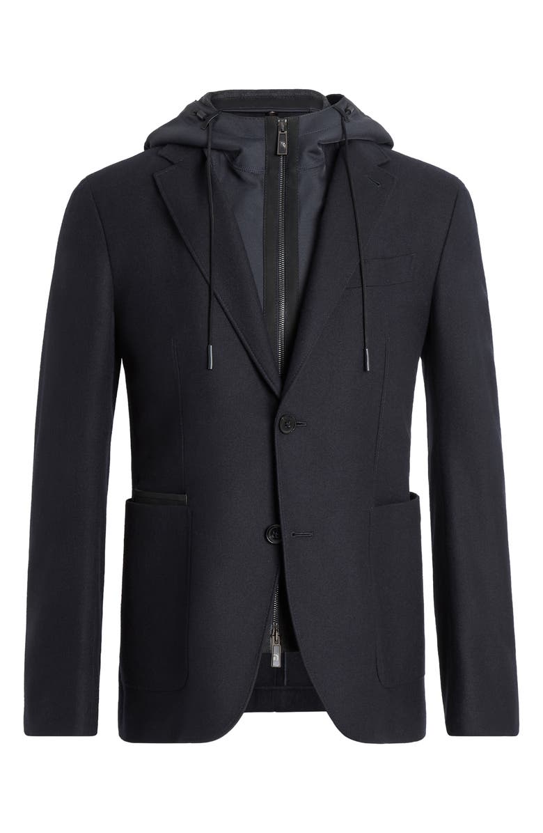 ZEGNA Trofeo Wool Blend Sports Jacket with Removable Hooded Dickey, Alternate, color, 