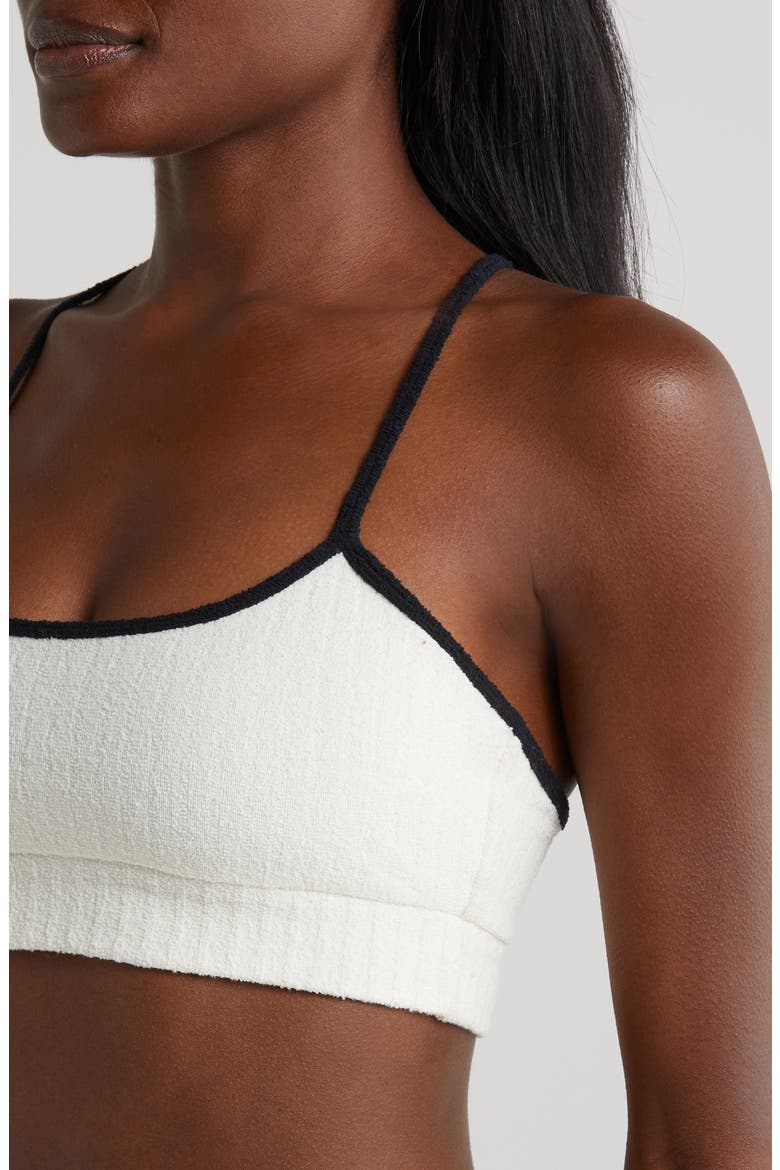 Simple Rib Terry Bikini Top, Alternate, color, CREAM TERRY RIB BLACK BINDED