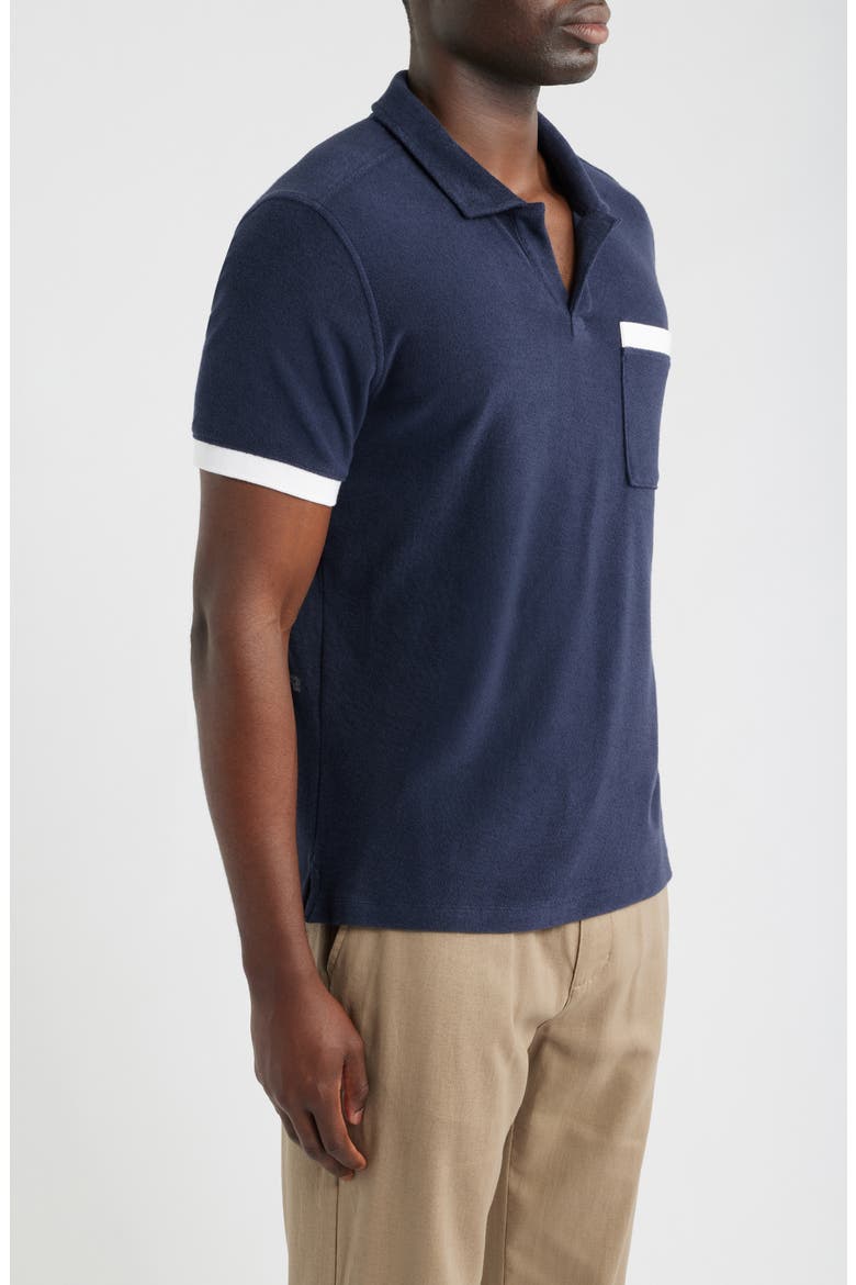 Johnny Collar Terry Cloth Pocket Polo, Alternate, color, NIGHT SKY